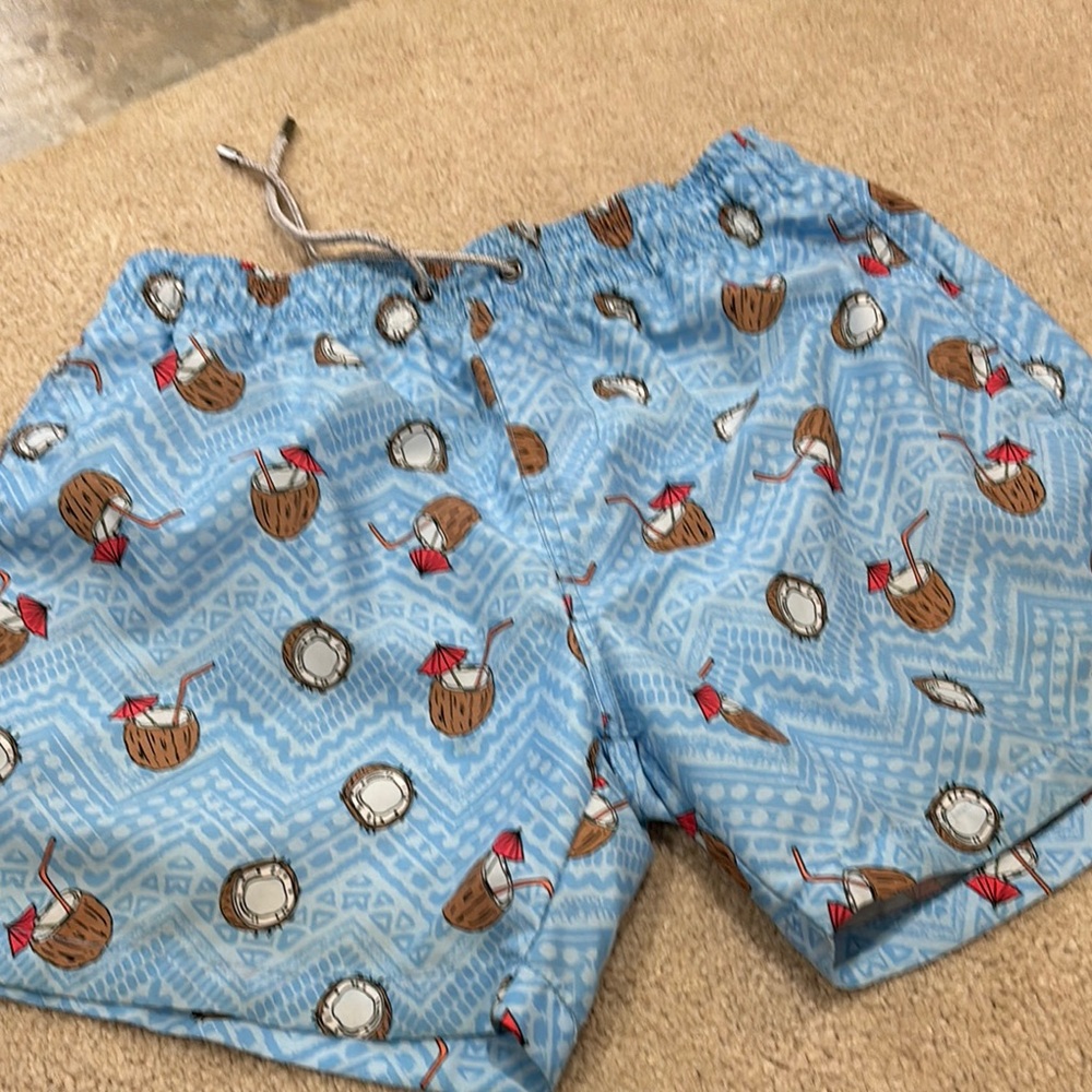Blue Coconut Print Swim Shorts